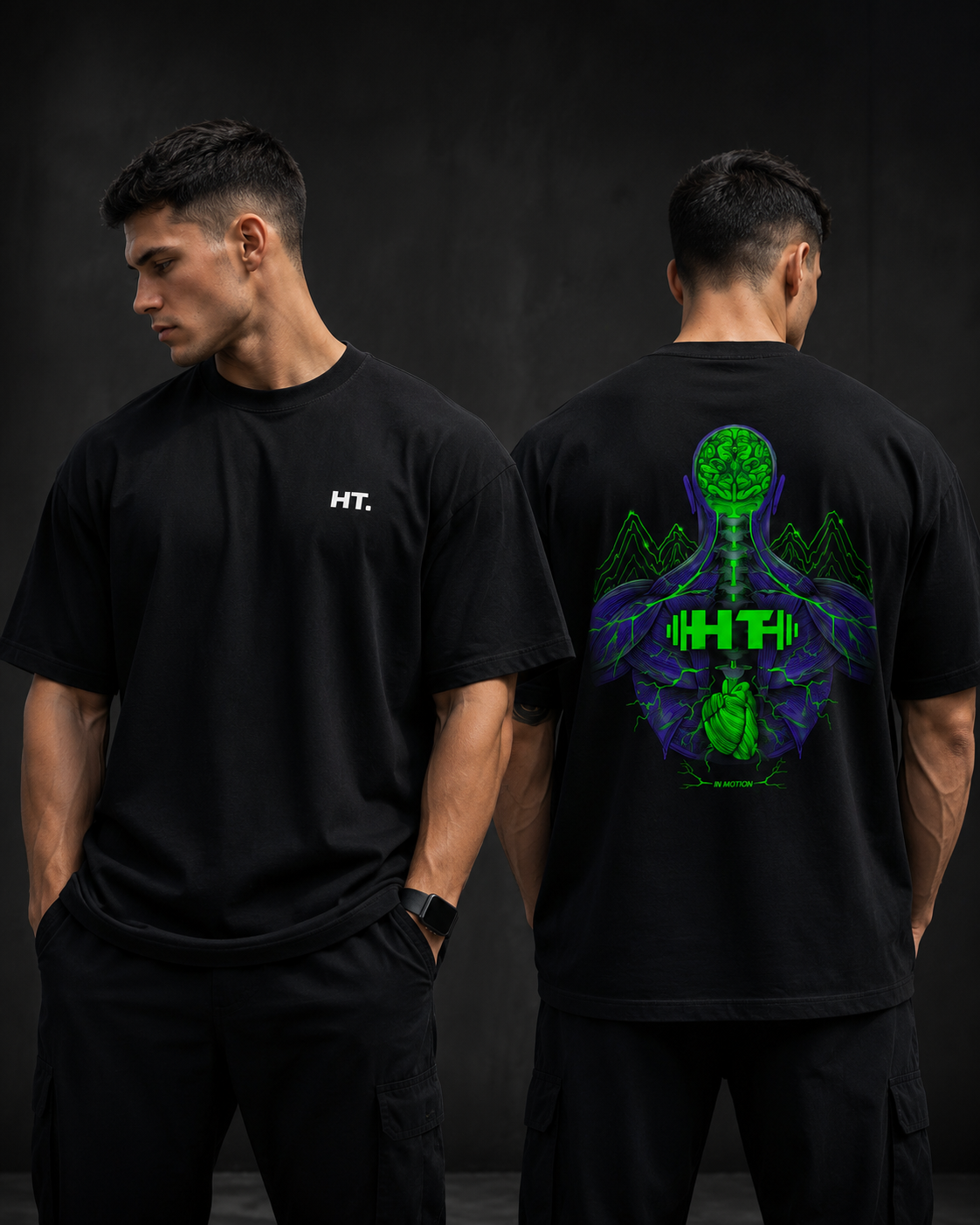 Polera Negra Oversize Diseño 1