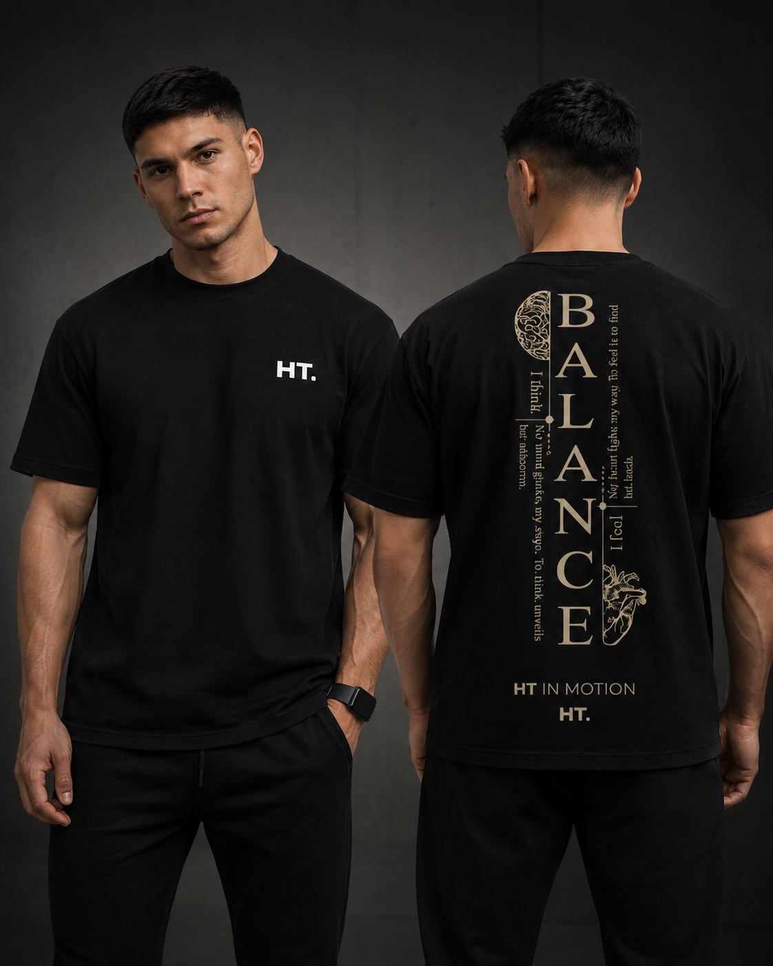 Polera Negra Manga Corta Diseño 2